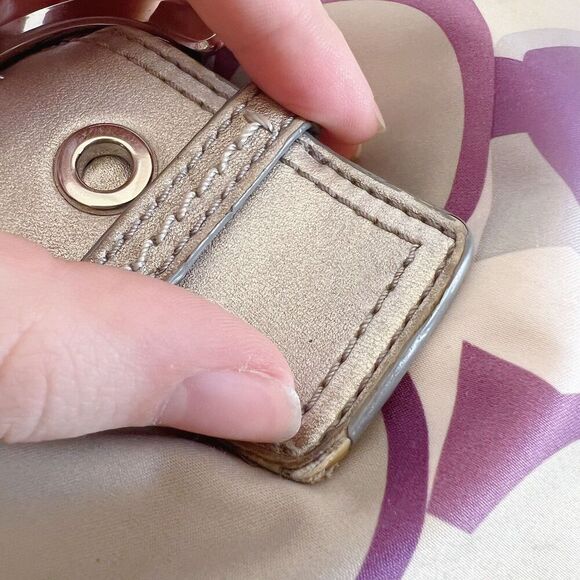 Coach y2k Vintage Signature Soho Satin Scarf Print Purple Silver Monogram Bag - Picture 8 of 10